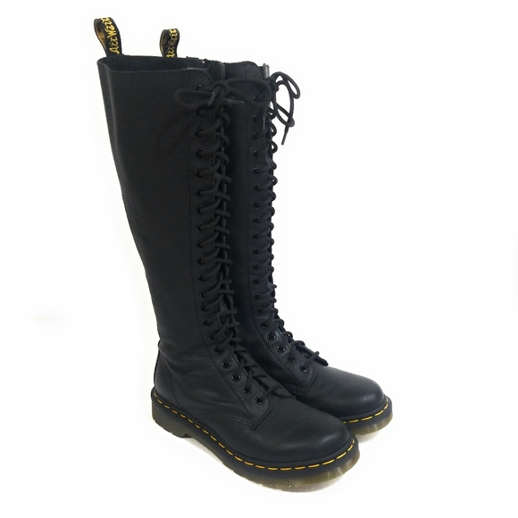 Dr. Martens Shoes - DR MARTENS New Black 20 Eye Tall Combat Boots 8